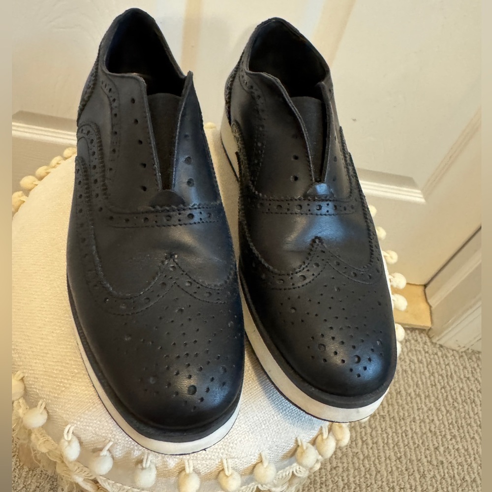 Black Leather Rag and Bone Women's  Brogue Shoes